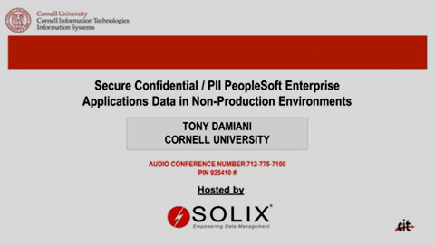 Secure Confidential / PII PeopleSoft Enterprise Applications Data in Non-Production Environments