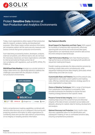 Protect Sensitive Data Across all Non-Production and Analytics Environments