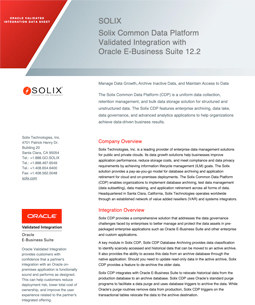 Solix Common Data Platform Validated Integration with Oracle E-Business Suite 12.2